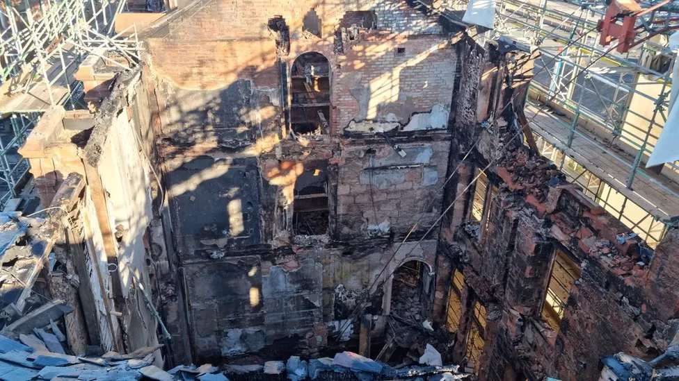 Photo of Ayr Station Hotel after an arson attack in May 2022.